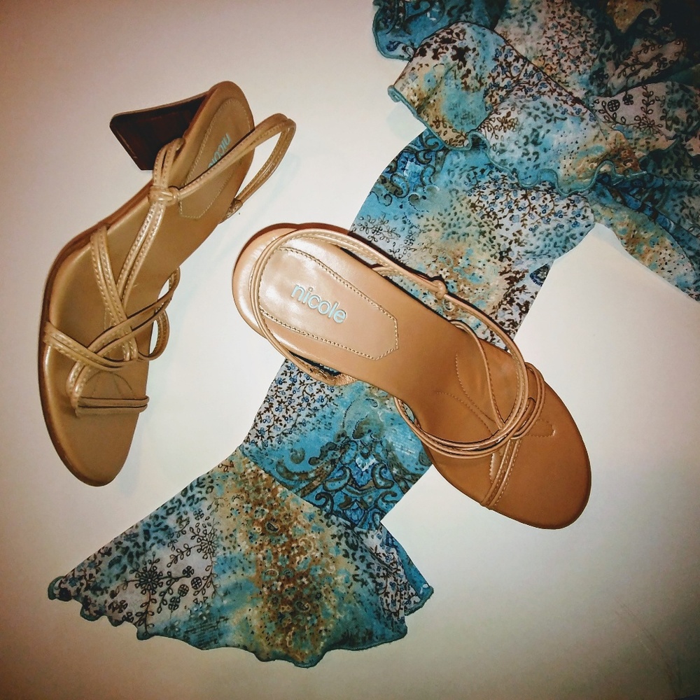 Nicole Strappy High Heel Sandals- Nude/ Tan 8.5 M